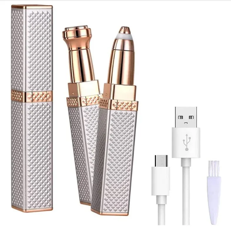 Rasoir 2 en 1 rechargeable à lumière LED pour sourcils et visage, épilation indolore des duvets, poils du visage, sourcils et lèvres – 1 pièce 8