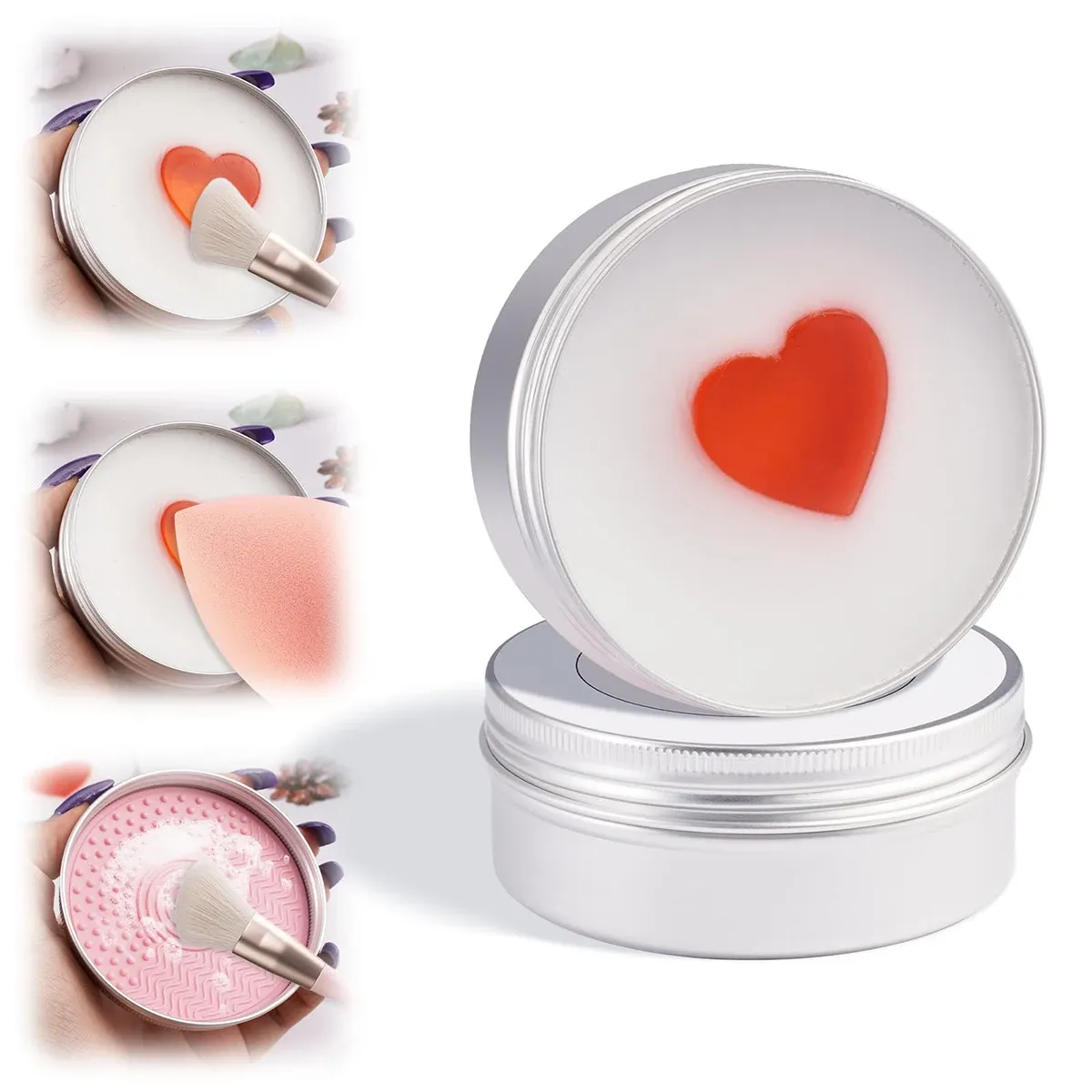 Savon nettoyant pour pinceaux de maquillage avec tapis en silicone, nettoyage en profondeur, efficace sur le maquillage waterproof, pour pinceaux et éponges synthétiques et naturels - Image 1