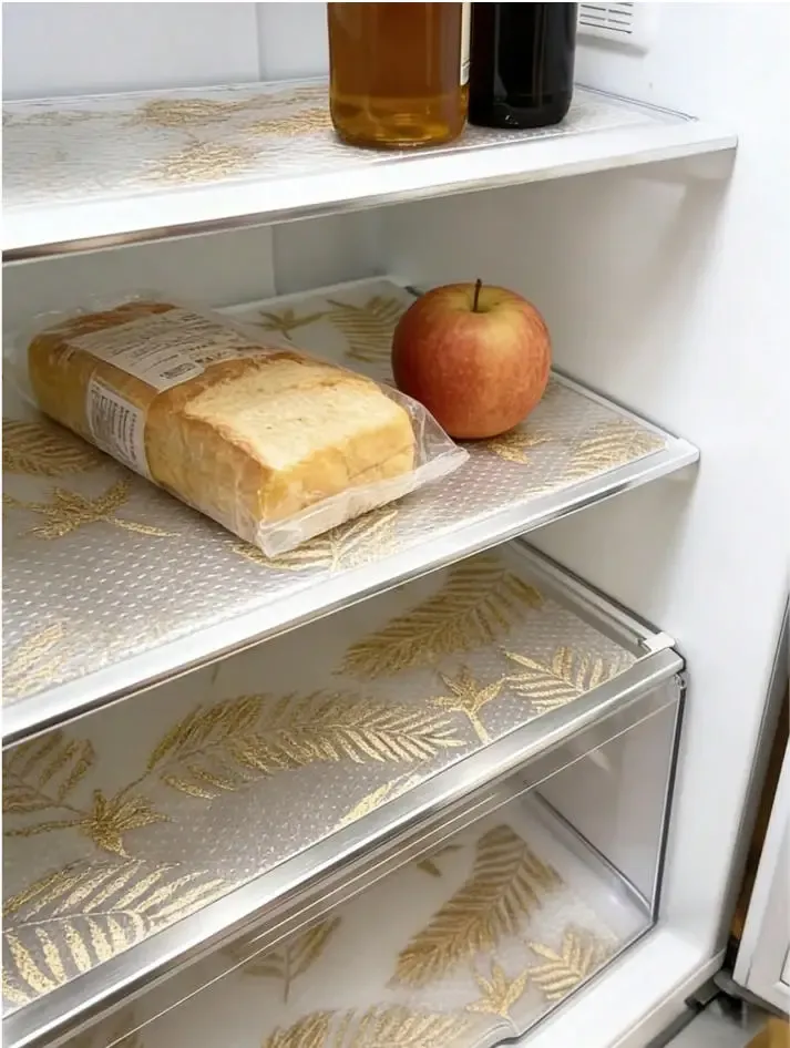 Lot de 4 tapis déshumidificateurs pour réfrigérateur, doublures lavables pour tiroirs de cuisine 4