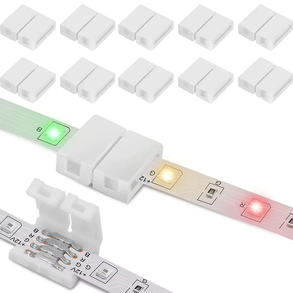 Connecteur sans soudure en L pour bande LED, 4 broches, 10 mm, pour bande RGB 5050/3528 PCB, lot de 10 pièces - Image 1