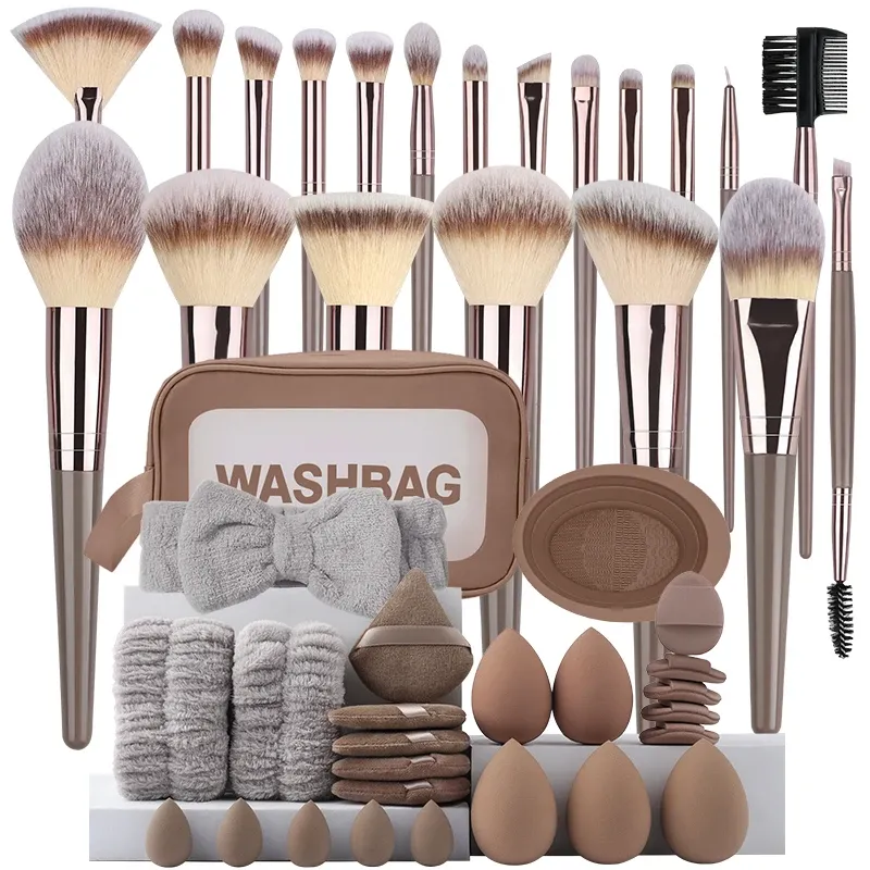 Ensemble professionnel de 3 à 20 pinceaux de maquillage doux et moelleux pour fond de teint, fard à paupières, correcteur, estompeur, blush, pinceau Kabuki, outil de beauté pour femmes