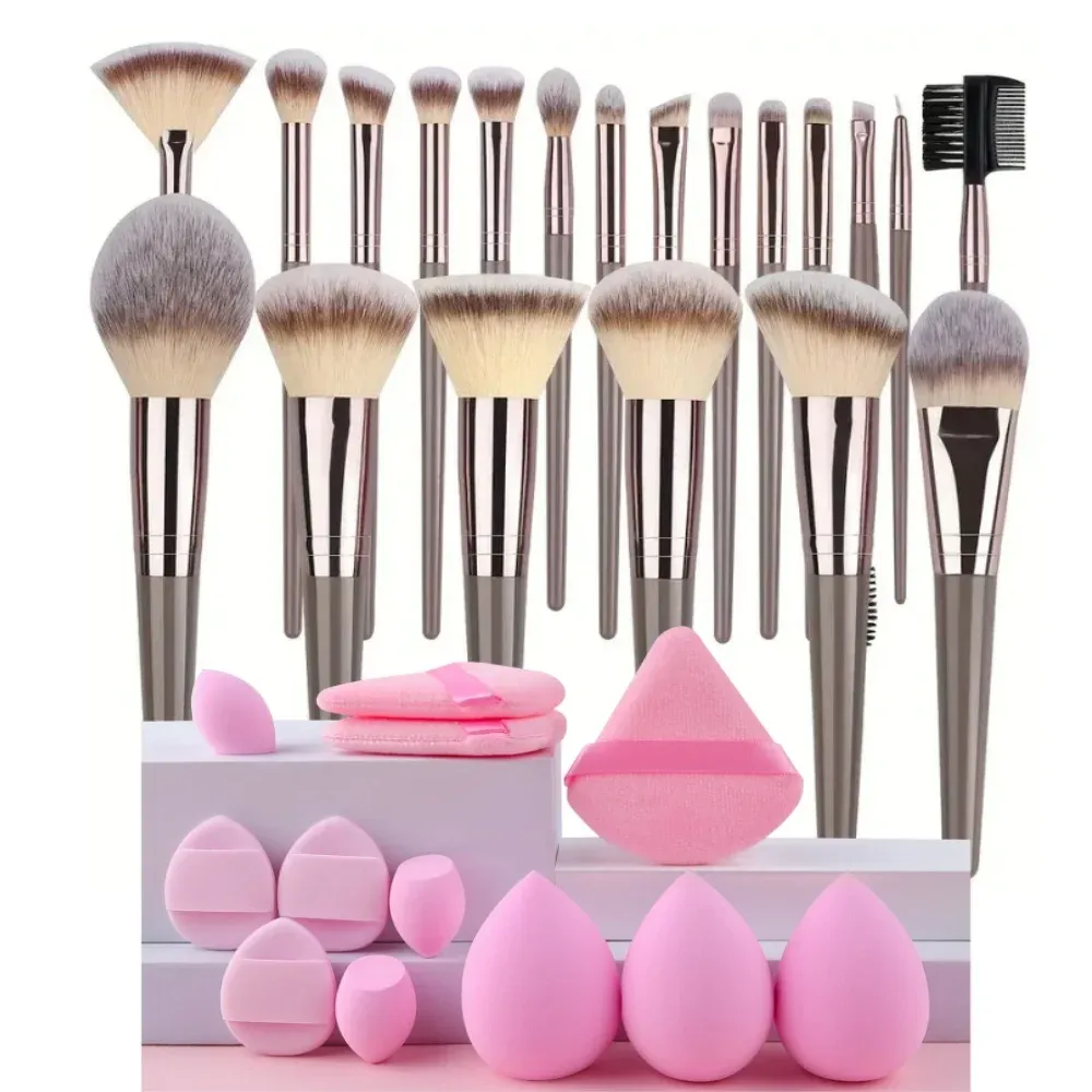 Ensemble professionnel de 3 à 20 pinceaux de maquillage doux et moelleux pour fond de teint, fard à paupières, correcteur, estompeur, blush, pinceau Kabuki, outil de beauté pour femmes 10