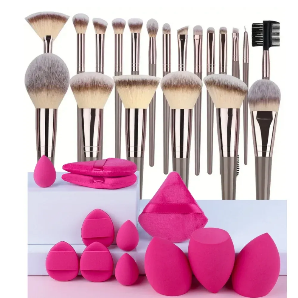 Ensemble professionnel de 3 à 20 pinceaux de maquillage doux et moelleux pour fond de teint, fard à paupières, correcteur, estompeur, blush, pinceau Kabuki, outil de beauté pour femmes 11
