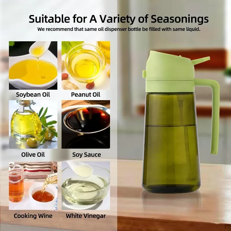 Distributeur d'huile d'olive en plastique vert foncé pour la cuisine 4