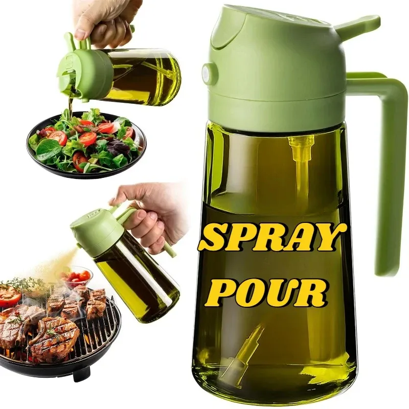 Distributeur d'huile d'olive en plastique vert foncé pour la cuisine 8