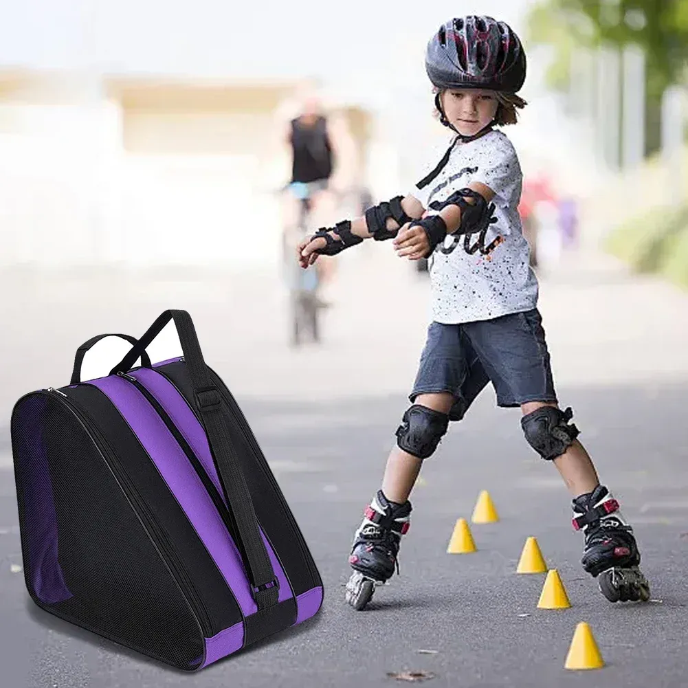 Sac de transport portable pour patins à roulettes, sac de rangement pour patins à glace et patins en ligne pour enfants, grande capacité et respirant 2