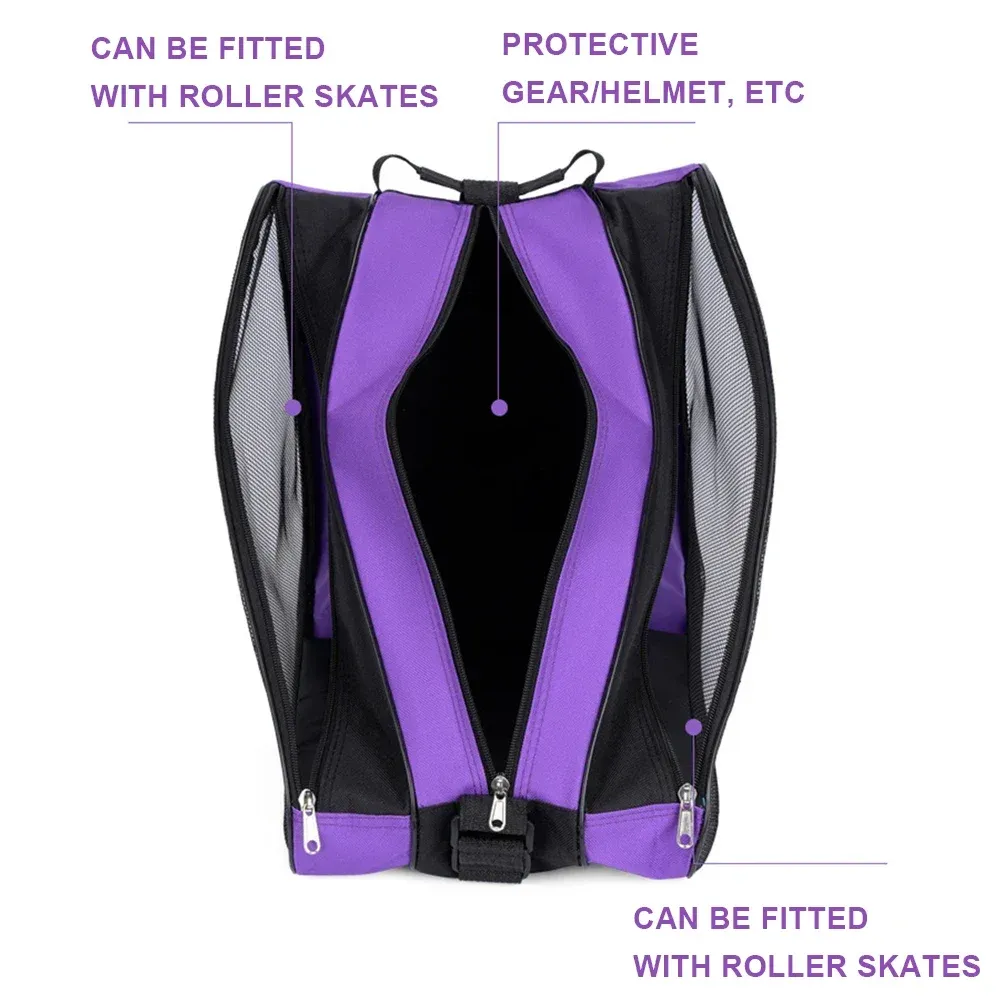 Sac de transport portable pour patins à roulettes, sac de rangement pour patins à glace et patins en ligne pour enfants, grande capacité et respirant 4
