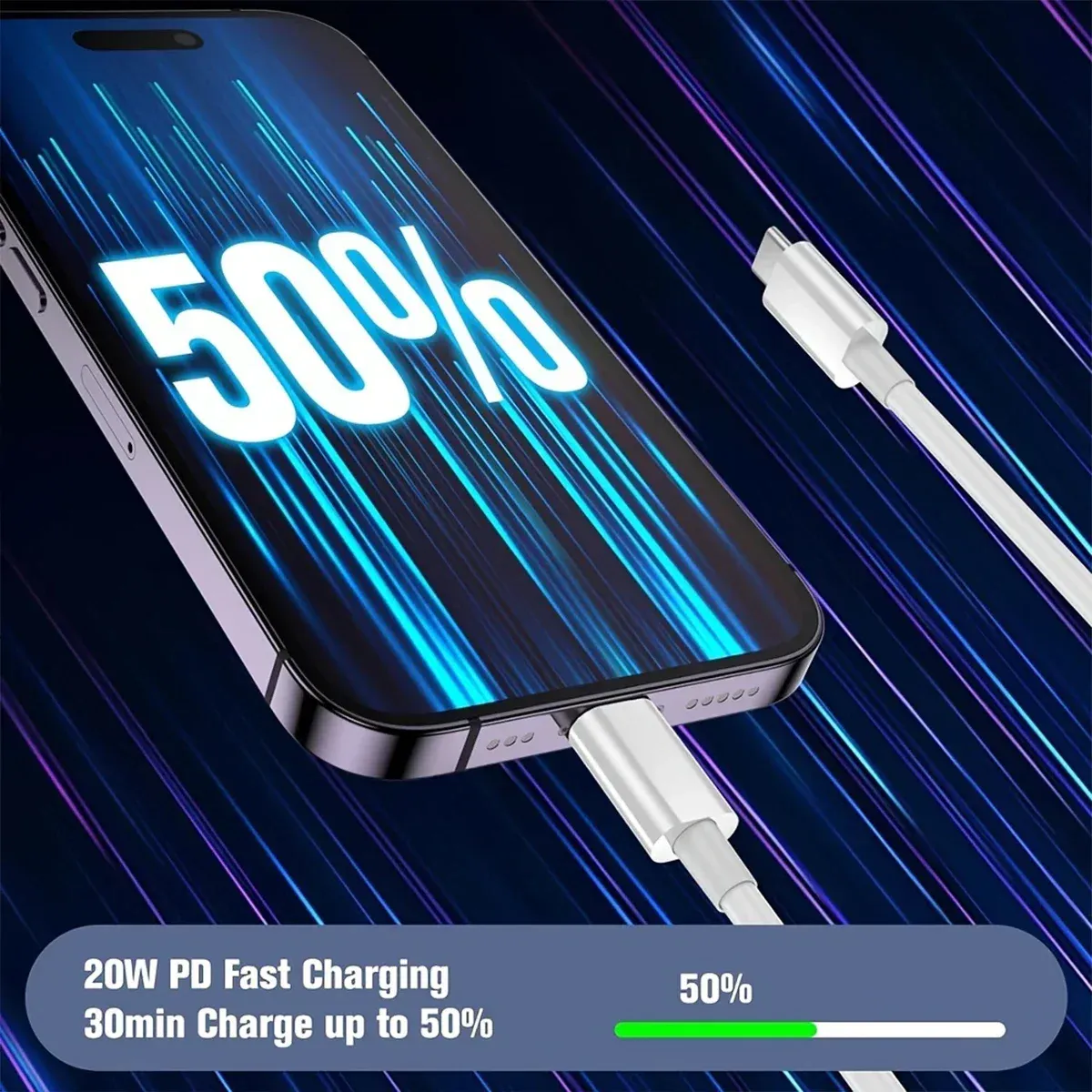 1-3 ensembles de chargeurs rapides USB-C 20 W (États-Unis) pour iPhone 14, 15, 16, 17 Pro Max, Plus, XR et XS, avec câble de charge rapide USB-C de 1 m (3,3 pieds), accessoires 4