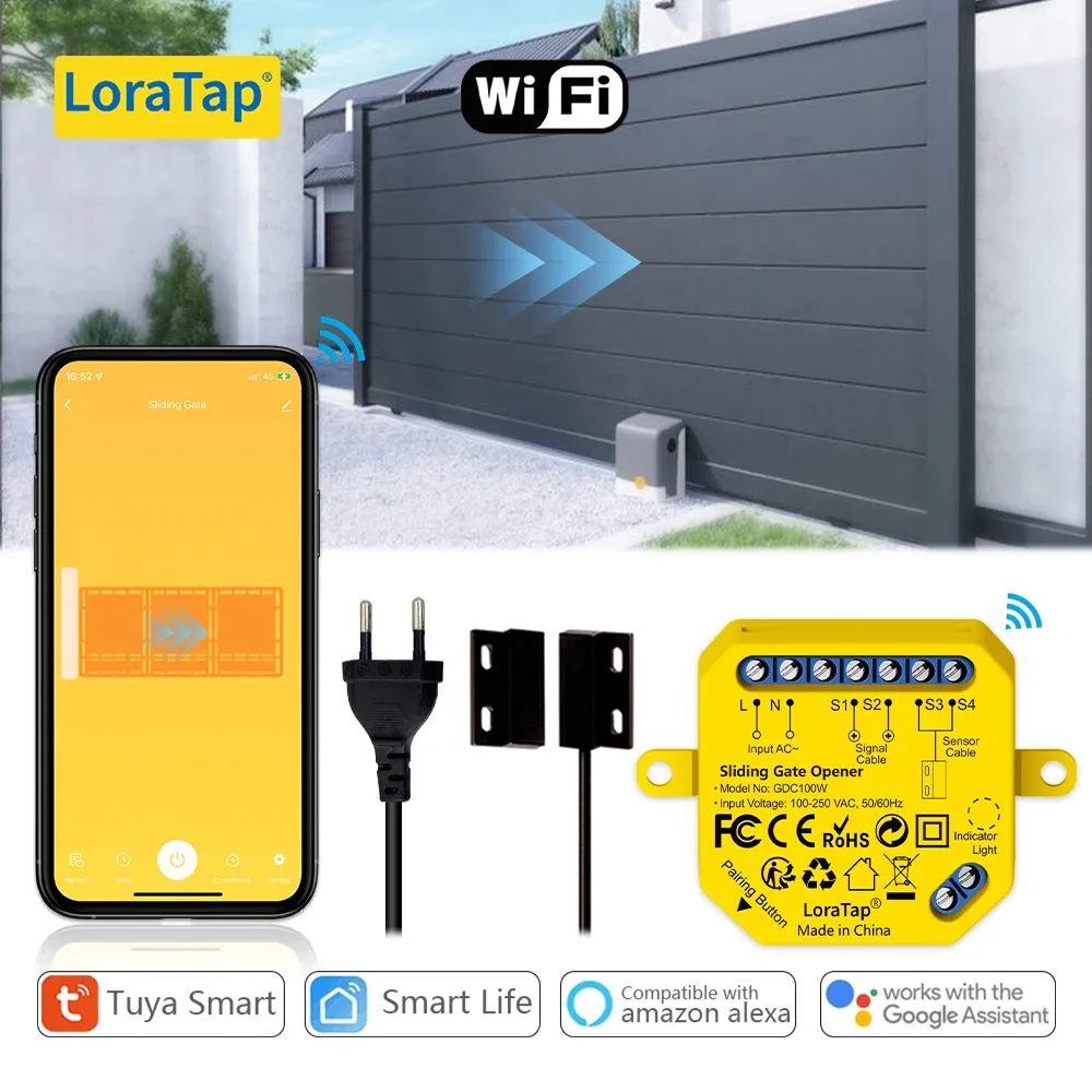 Capteur de porte de garage intelligent LoraTap Tuya, contrôleur d'ouverture WiFi compatible Alexa, commutateur de porte de garage à commande vocale et à distance - Image 1