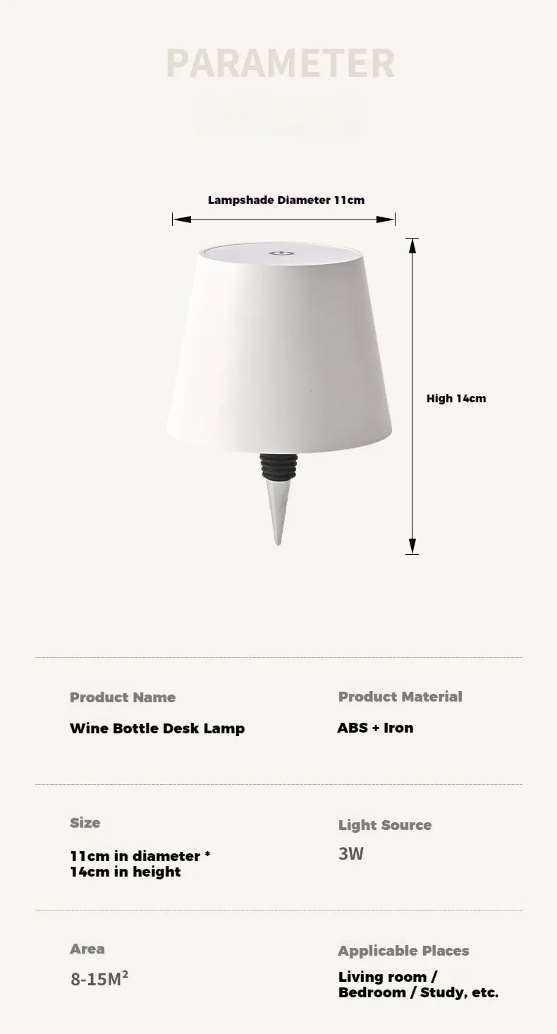 Lampe bouteille LED en ambiance nocturne