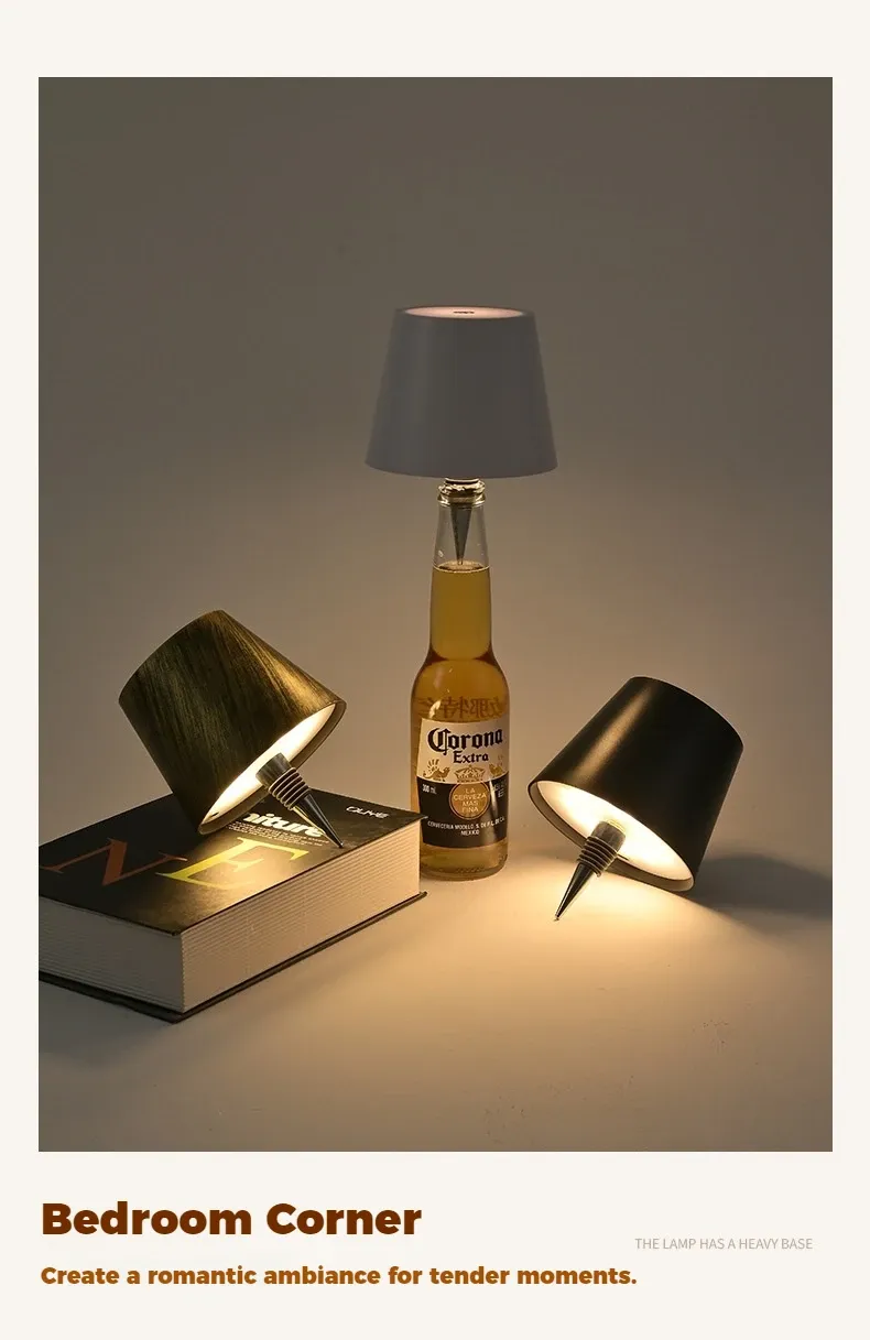 Lampe bouteille LED en situation de décoration