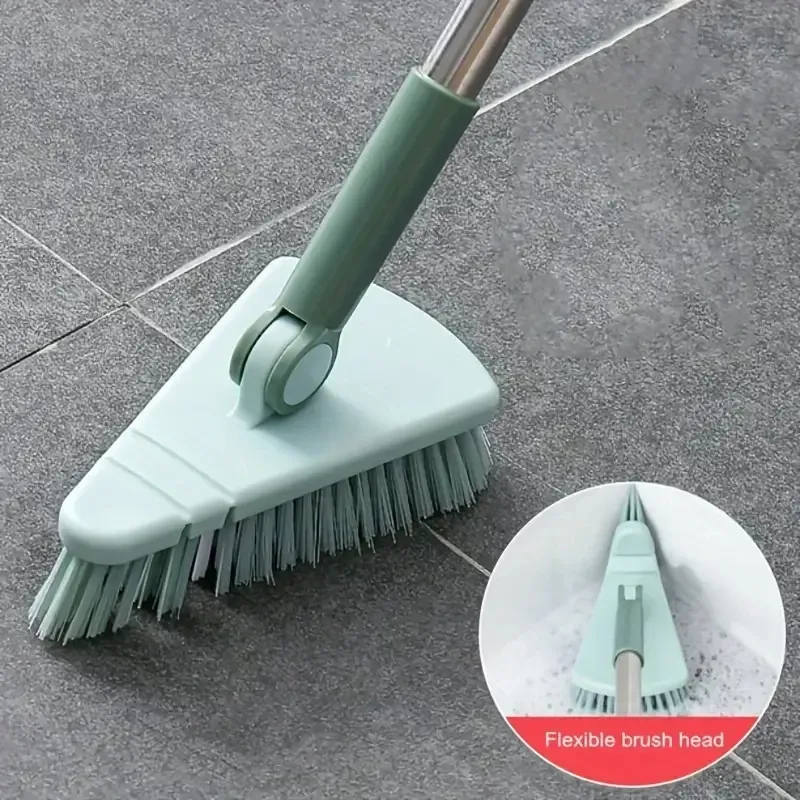 Brosse triangulaire à long manche et poils durs pour le nettoyage des sols et des joints de carrelage de salle de bain 8