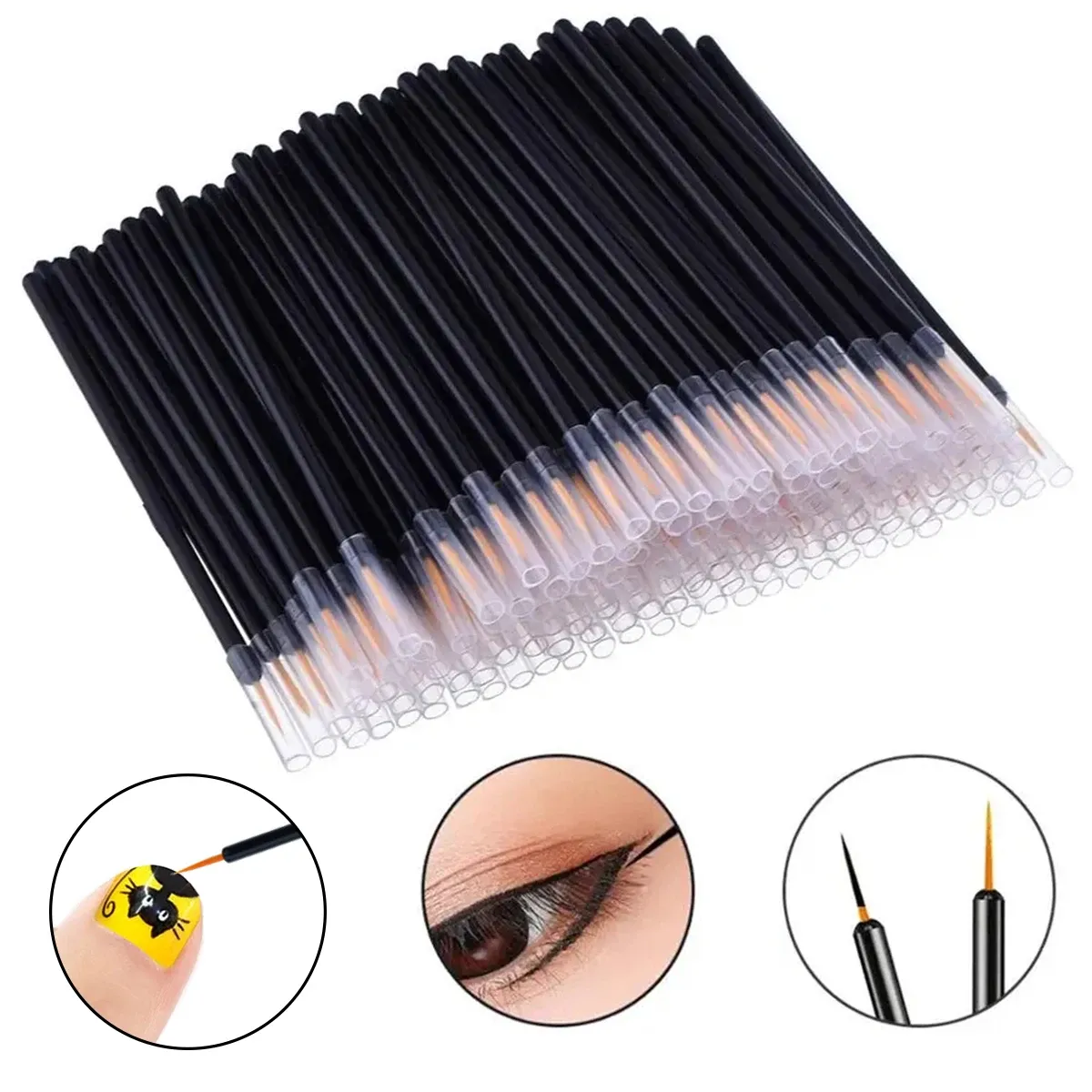 Brosses jetables pour nail art, eye-liner et maquillage, lot de 50
