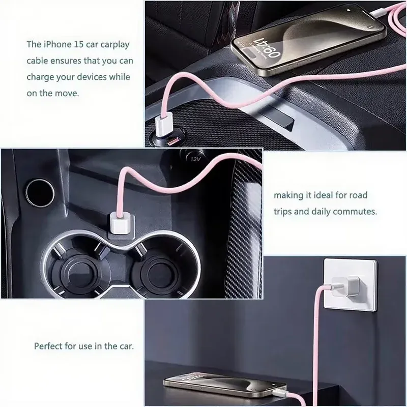 Câble de charge rapide USB-C vers USB-C tressé en nylon 60 W PD pour iPhone 17, 16, 15 / Pro Max, compatible Samsung Type-C 5