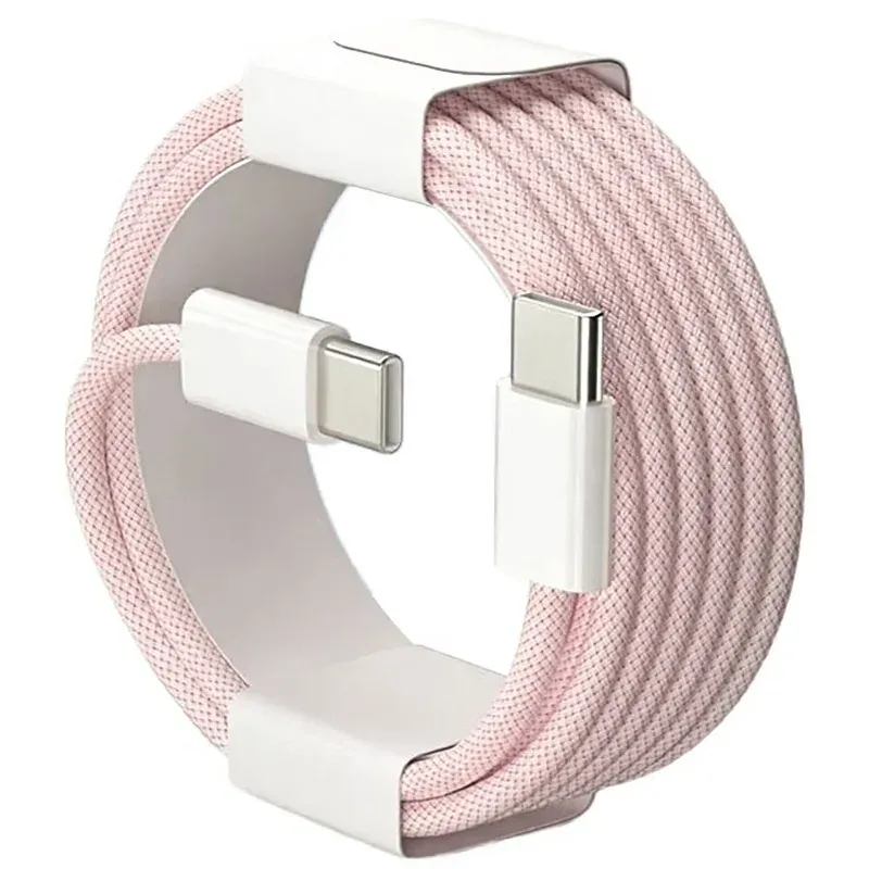 Câble de charge rapide USB-C vers USB-C tressé en nylon 60 W PD pour iPhone 17, 16, 15 / Pro Max, compatible Samsung Type-C 13
