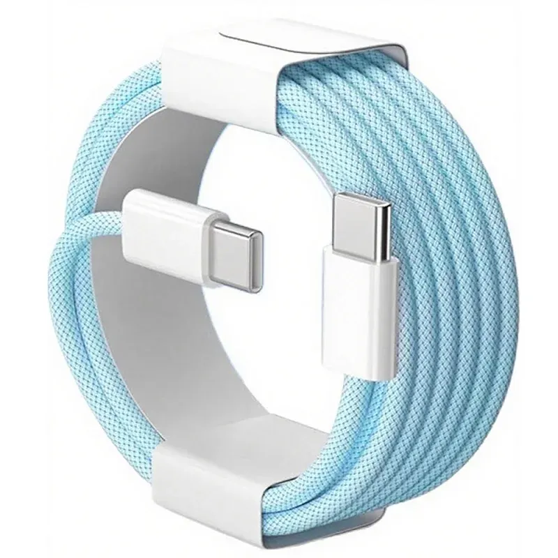 Câble de charge rapide USB-C vers USB-C tressé en nylon 60 W PD pour iPhone 17, 16, 15 / Pro Max, compatible Samsung Type-C 7