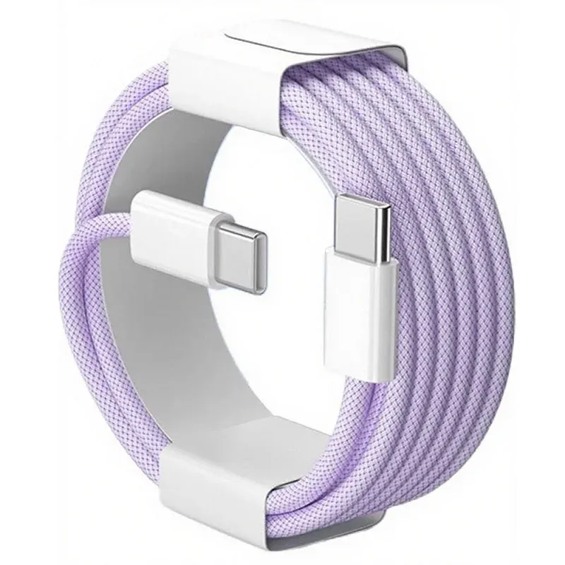 Câble de charge rapide USB-C vers USB-C tressé en nylon 60 W PD pour iPhone 17, 16, 15 / Pro Max, compatible Samsung Type-C 9