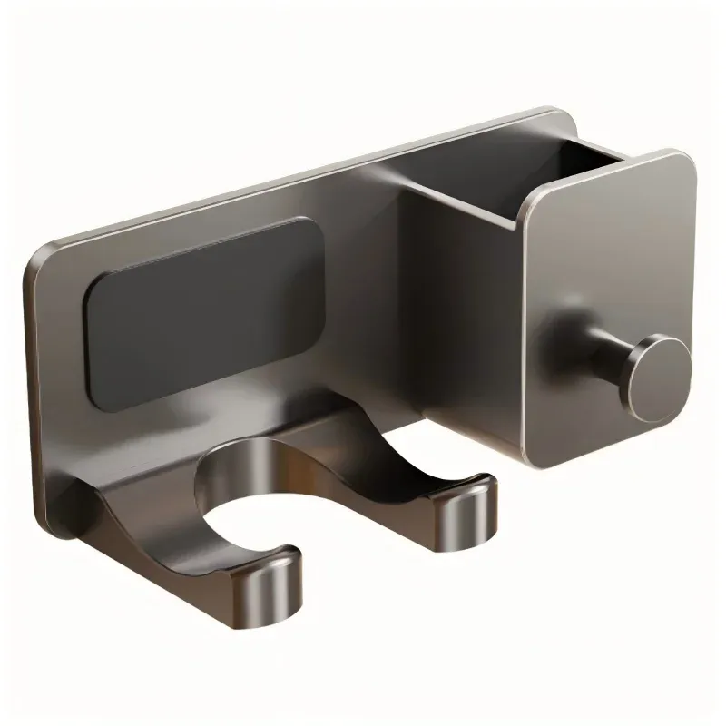 Étagère murale de salle de bain avec support pour sèche-cheveux et boîte de rangement 6