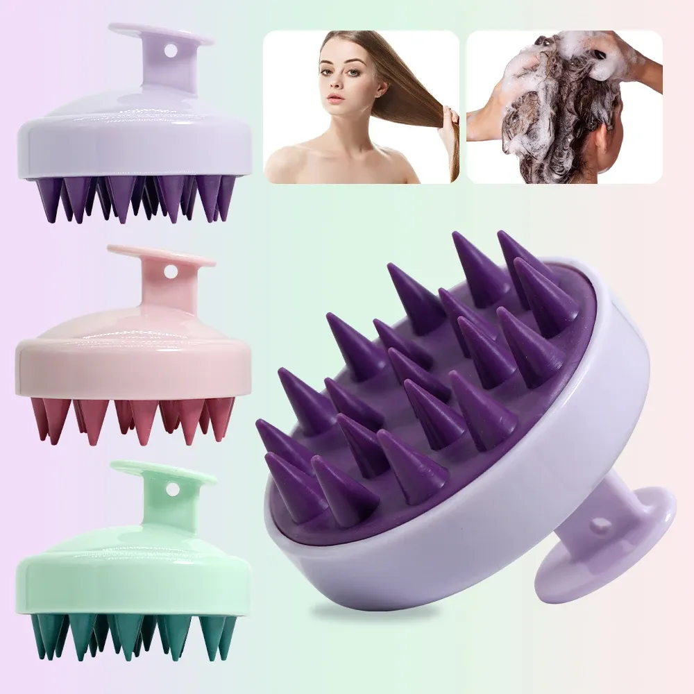 Brosse de massage du cuir chevelu en silicone, brosse de massage du cuir chevelu et du corps à manche ergonomique