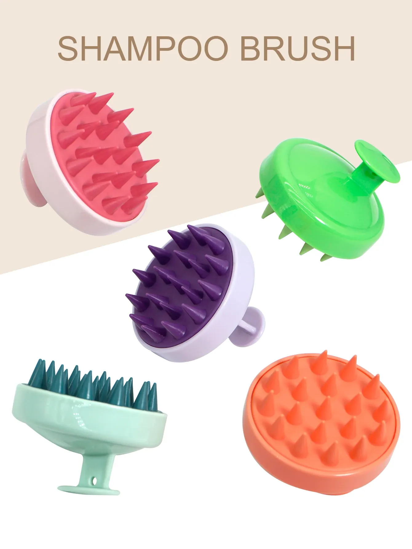 Brosse de massage du cuir chevelu en silicone, vue détaillée