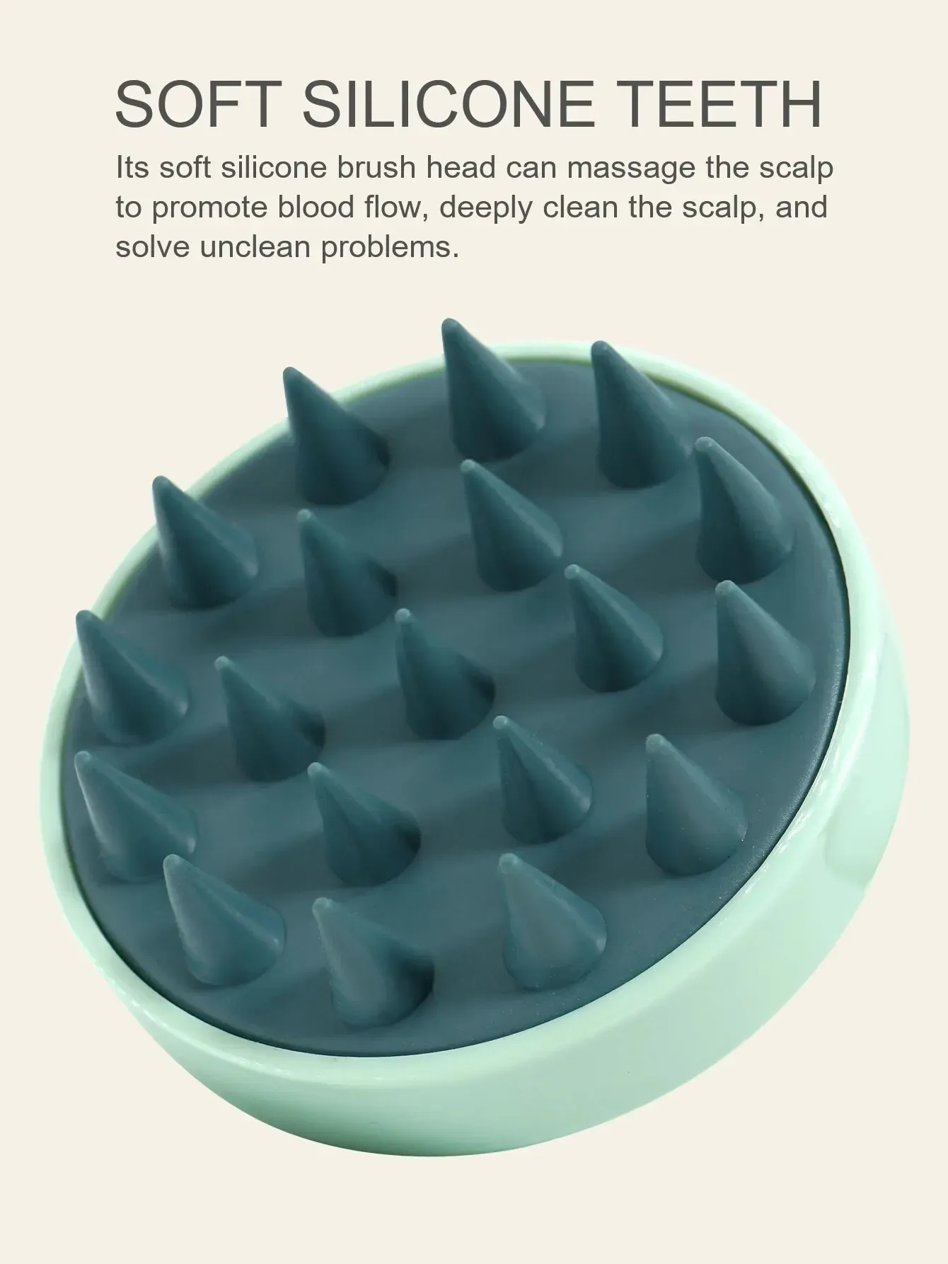 Brosse de massage du cuir chevelu en silicone, détail final