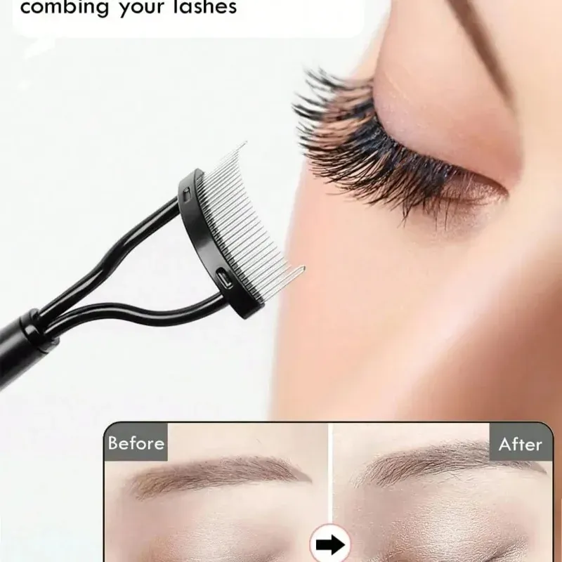 Séparateur de cils ergonomique incurvé avec couvercle anti-poussière, lot de 1 ou 2 pièces