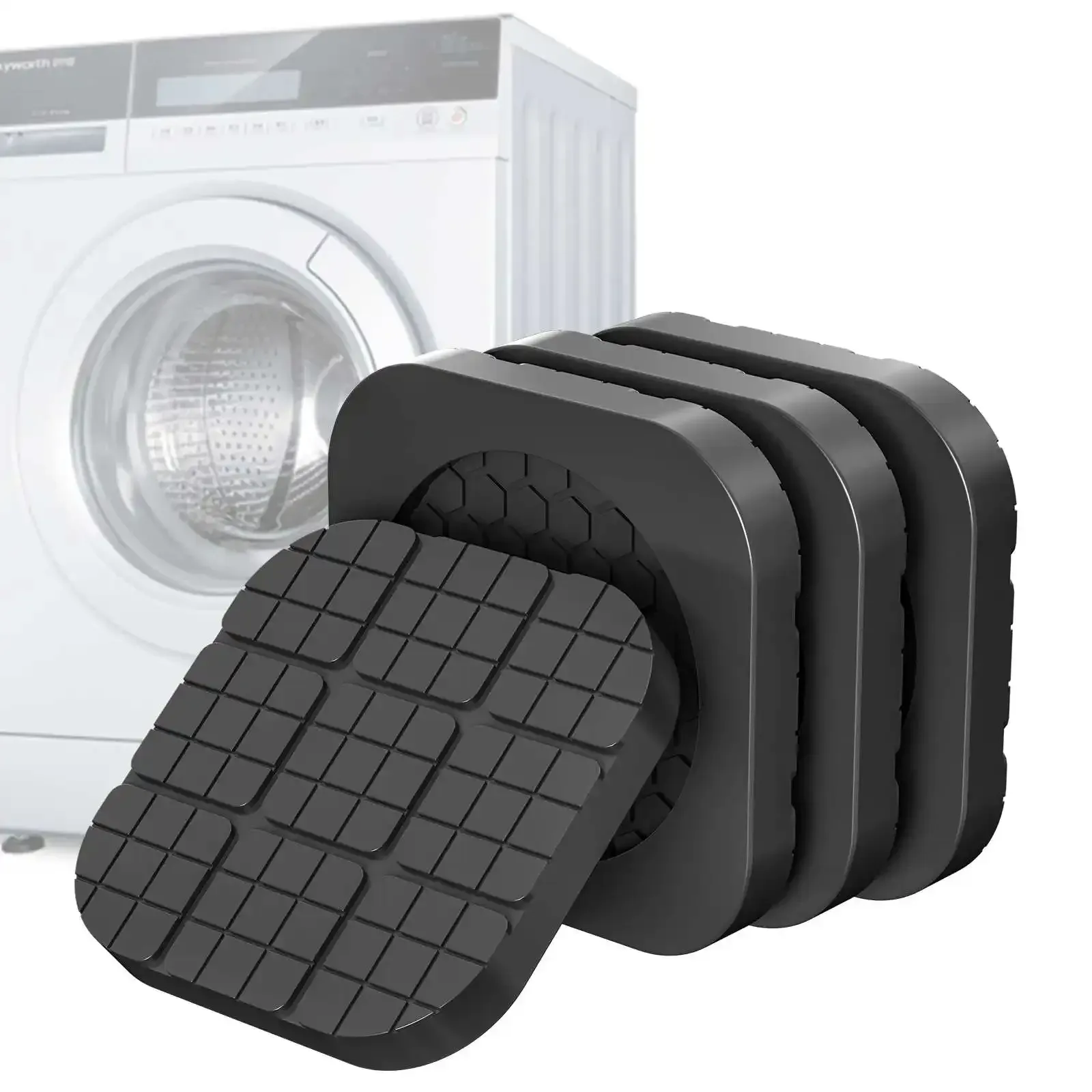 Lot de 4 patins antivibrations universels en caoutchouc pour lave-linge et meubles - Image 1
