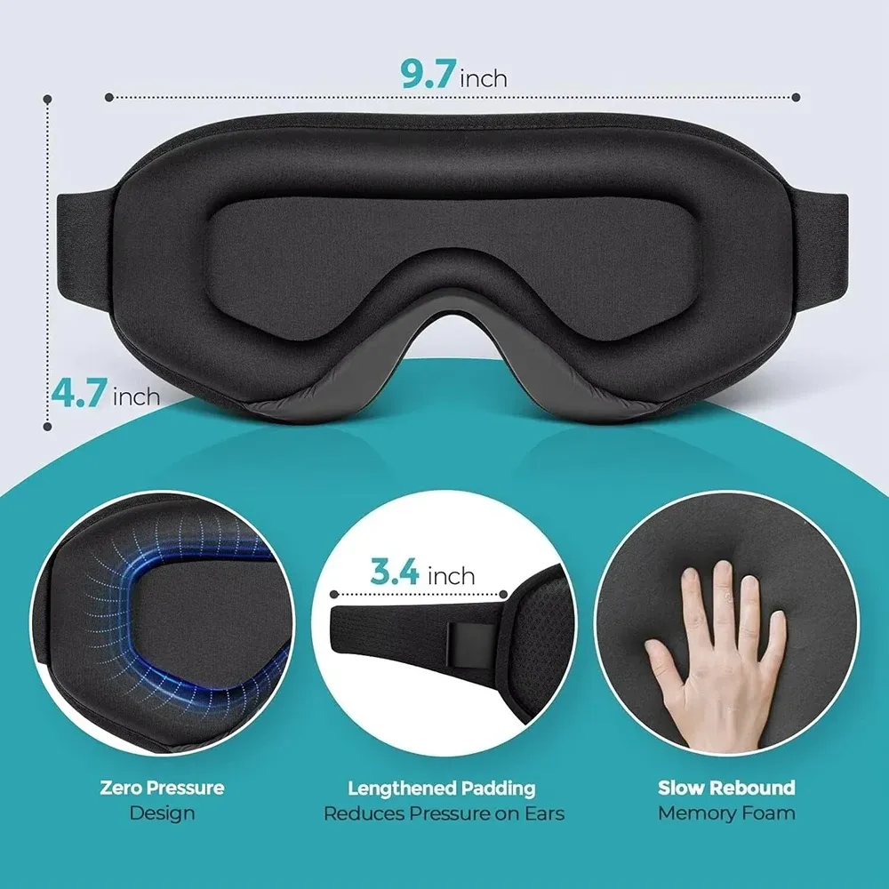 Masque de sommeil 3D occultant, respirant et doux – Sangle réglable, unisexe 6
