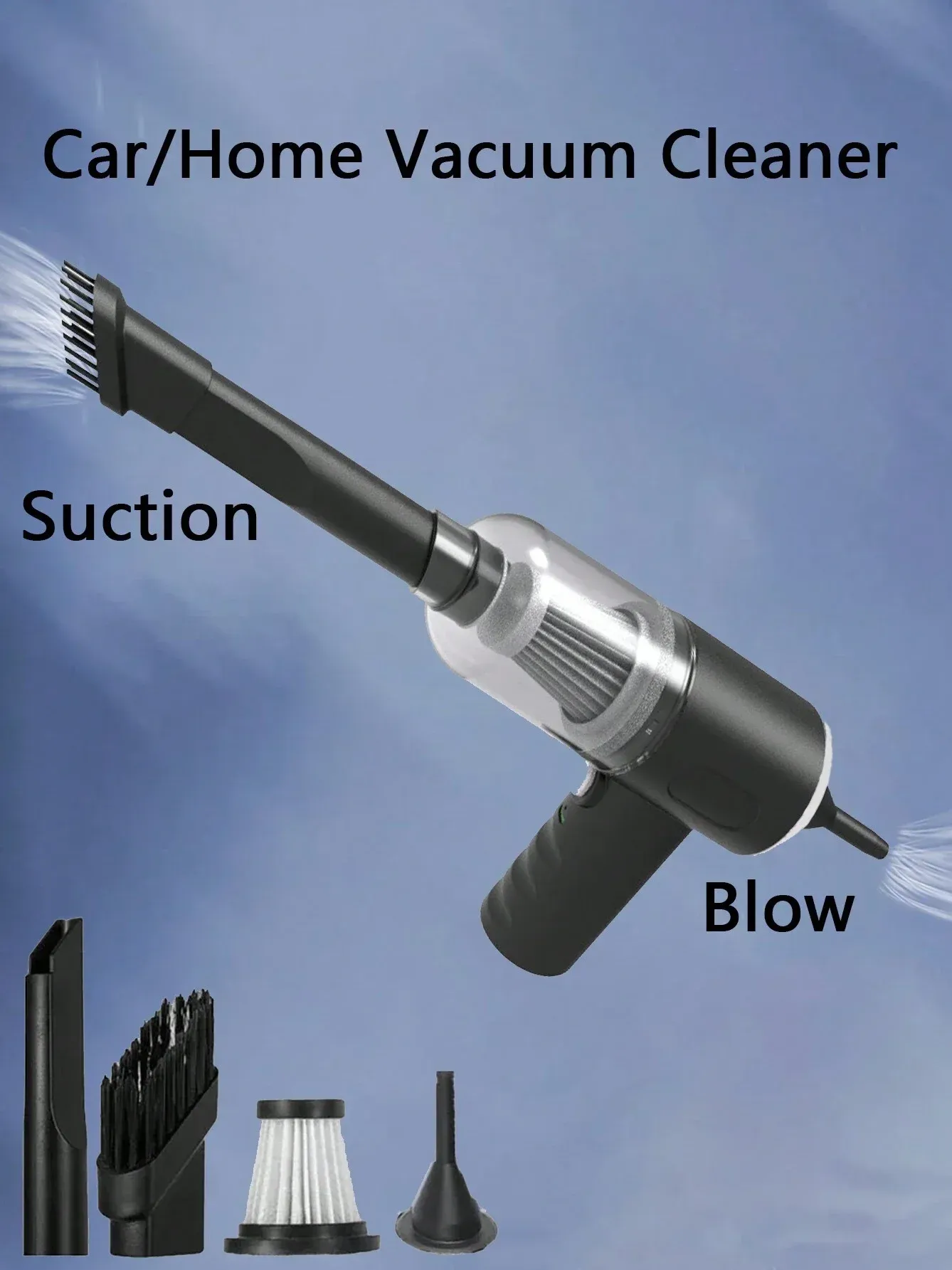 Aspirateur sans fil noir, vue d'ensemble