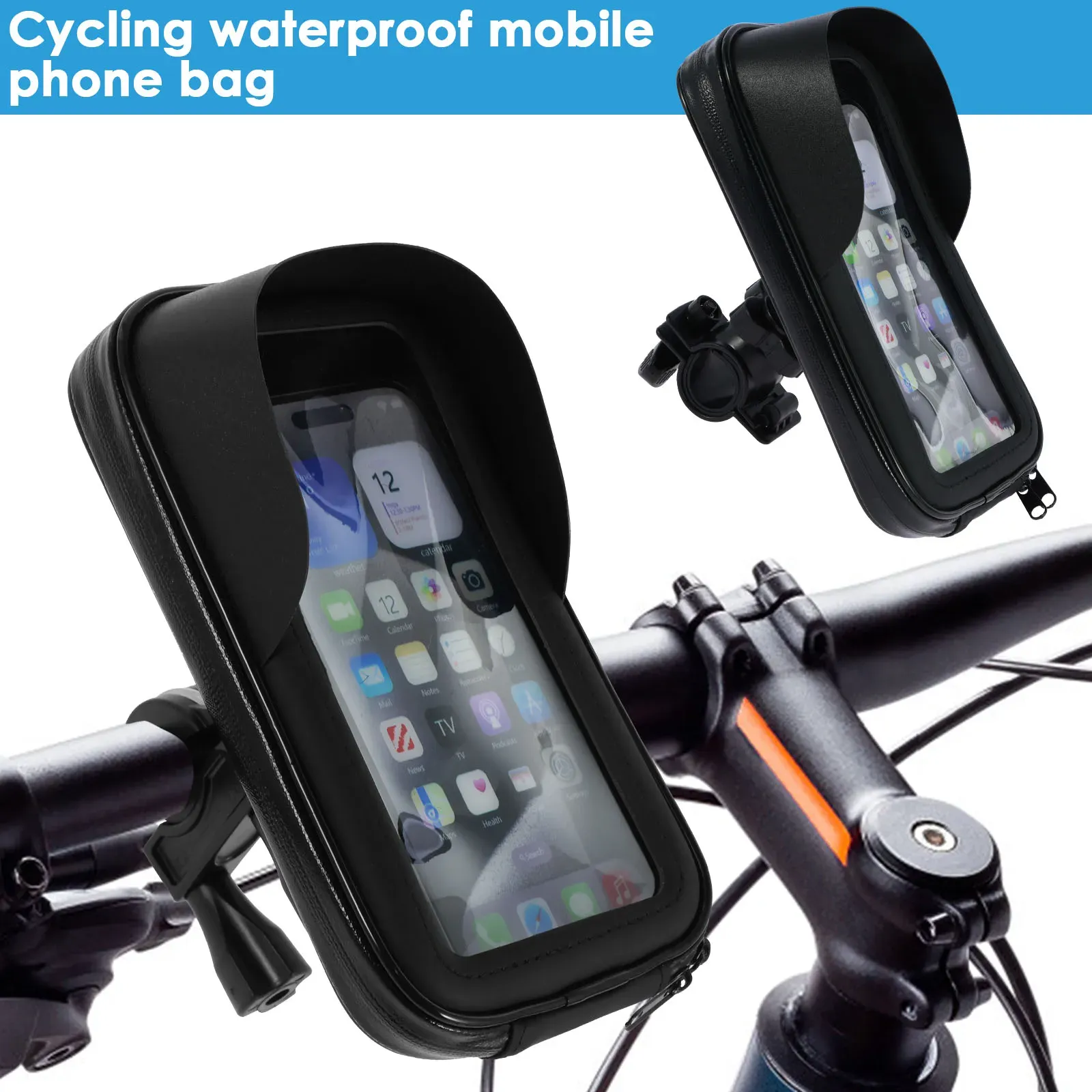 Sac de support de téléphone rotatif 360° pour vélo et moto, étanche, compatible écran tactile - Image 1