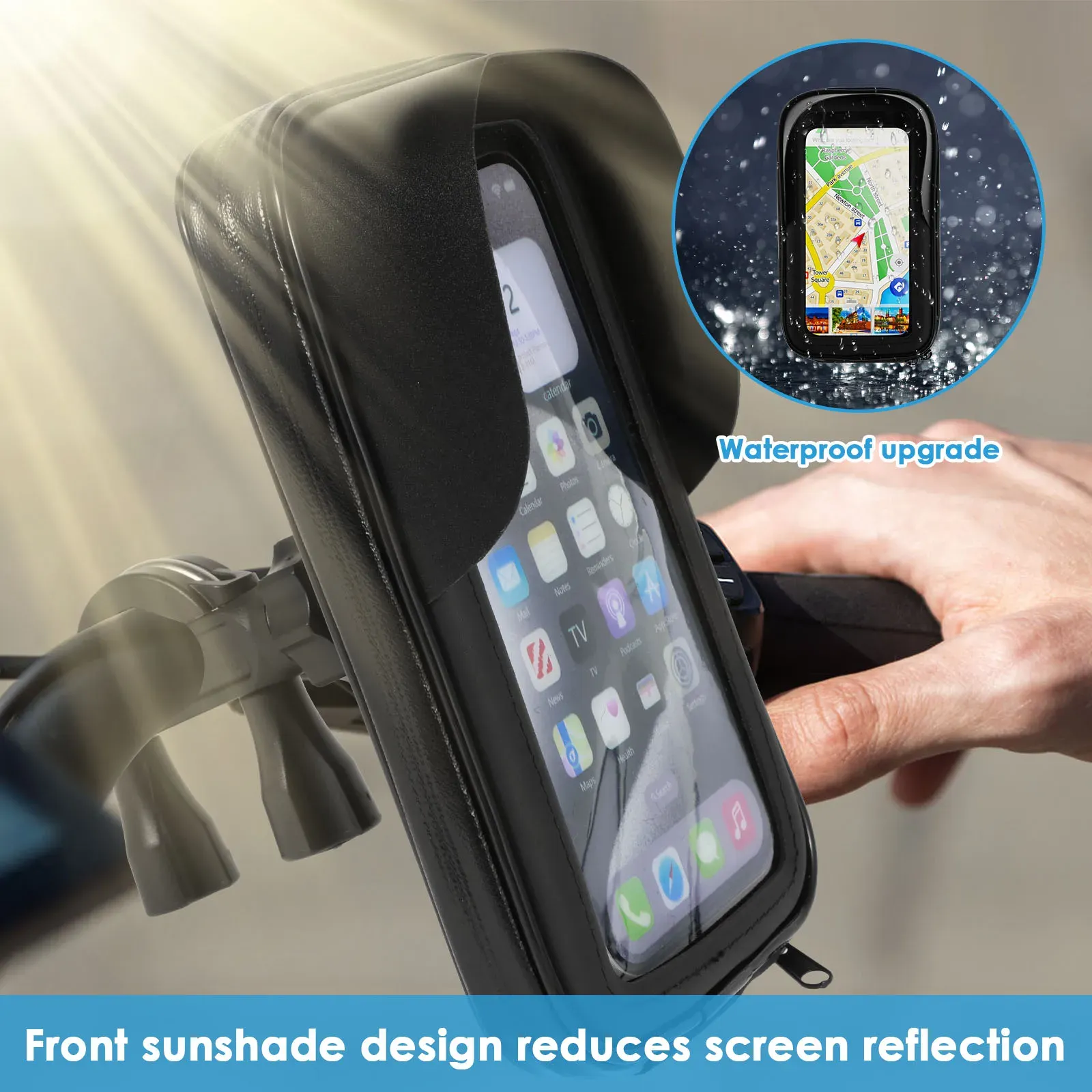 Sac de support de téléphone rotatif 360° pour vélo et moto, étanche, compatible écran tactile 3