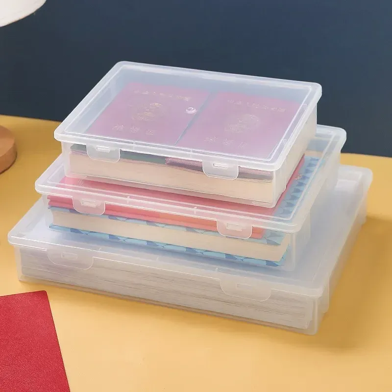 Organisateur de documents, boîte de rangement A4 anti-poussière, conteneur de fichiers simple 3