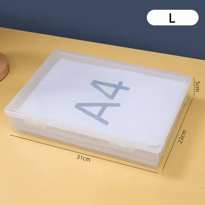 Organisateur de documents, boîte de rangement A4 anti-poussière, conteneur de fichiers simple 7
