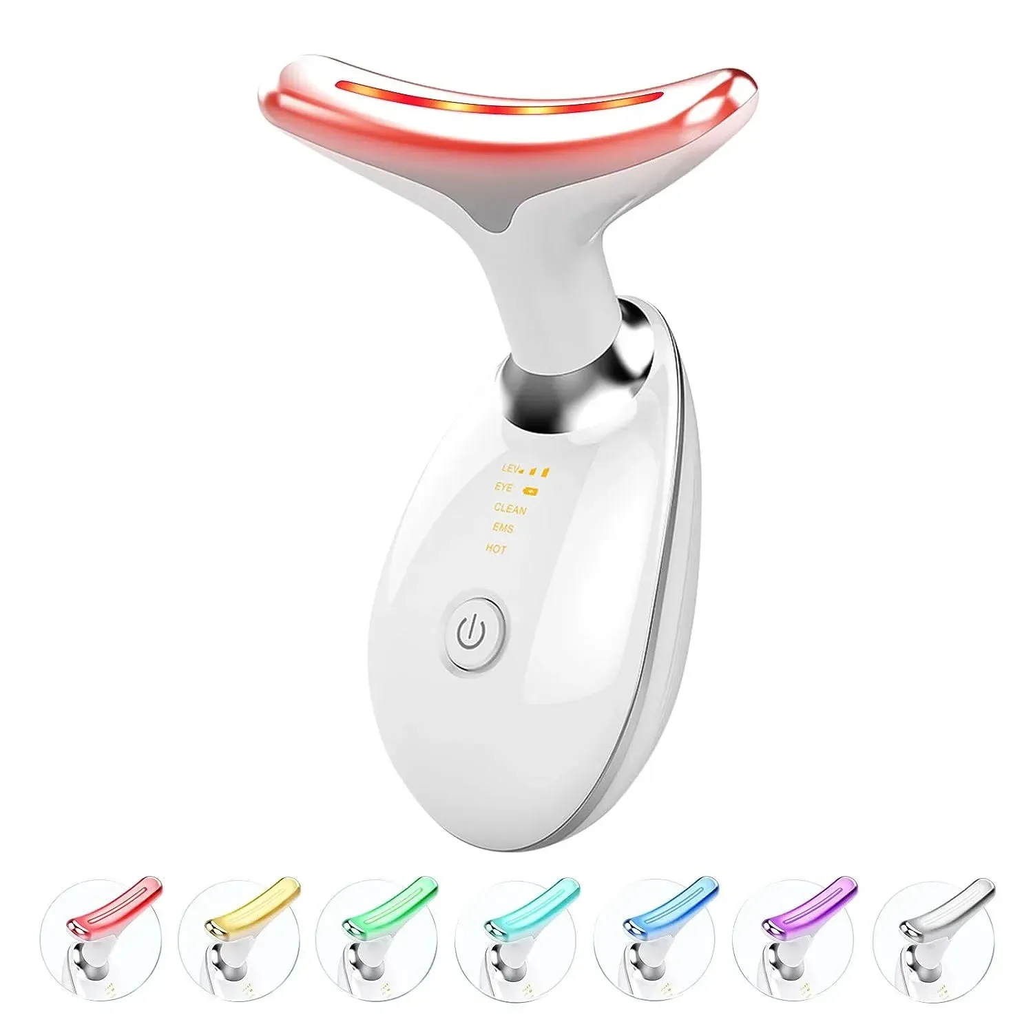 Masseur liftant visage et cou, 7 couleurs, appareil raffermissant pour la peau, thérapie photonique LED anti-rides, réducteur de double menton