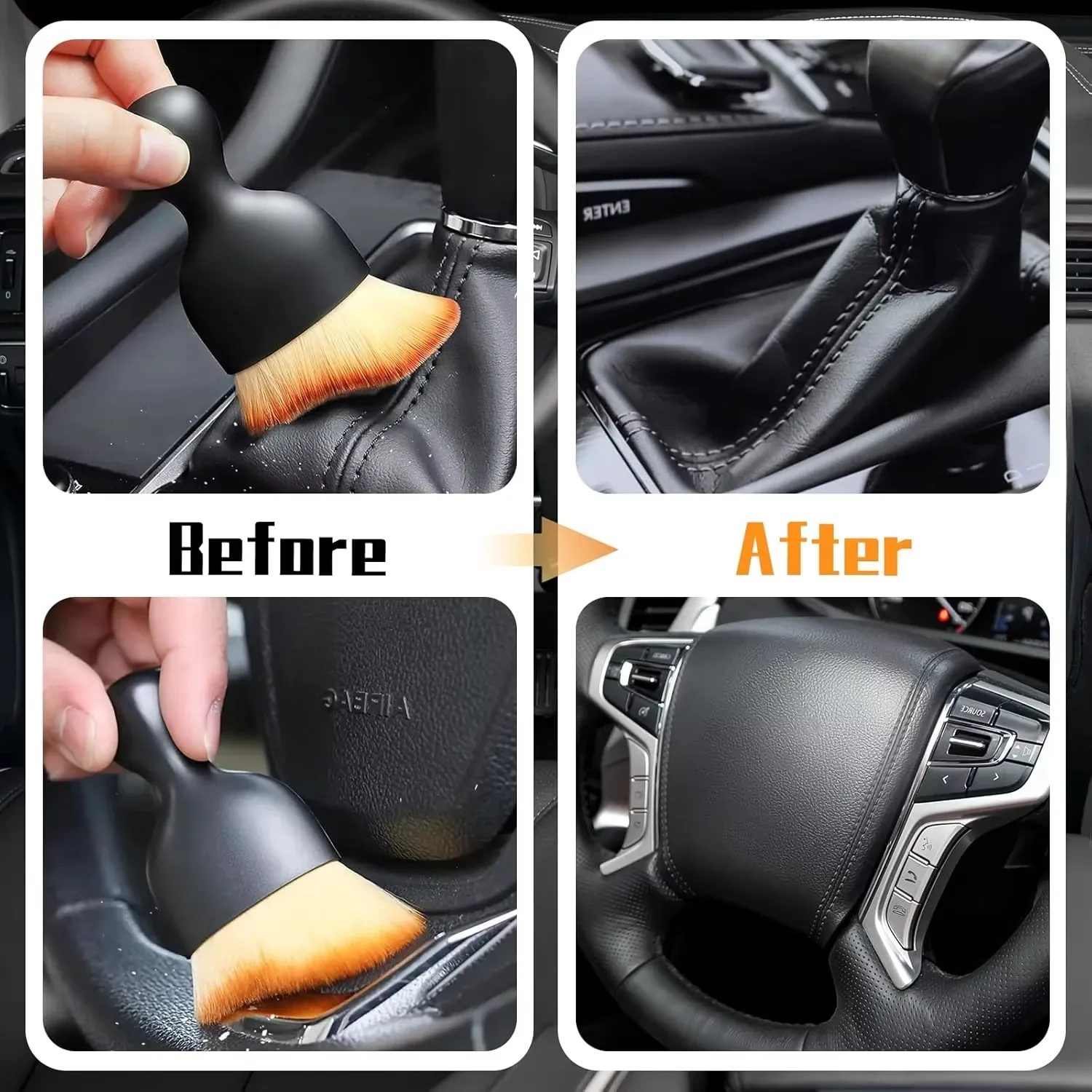 Kit de brosses de nettoyage automobile : brosse anti-poussière intérieure, brosse pour grilles d'aération de tableau de bord, brosse pour jantes 6