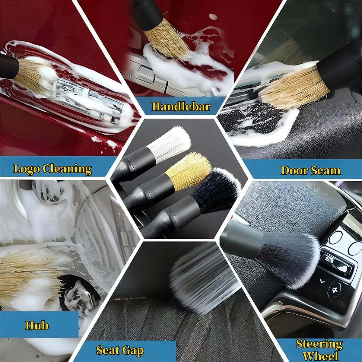 Kit de brosses de nettoyage automobile