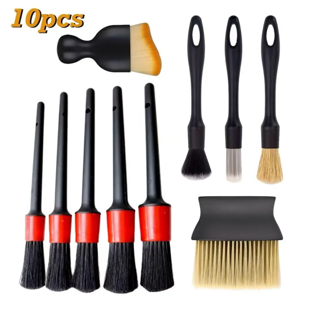 Kit de brosses de nettoyage automobile : brosse anti-poussière intérieure, brosse pour grilles d'aération de tableau de bord, brosse pour jantes 11