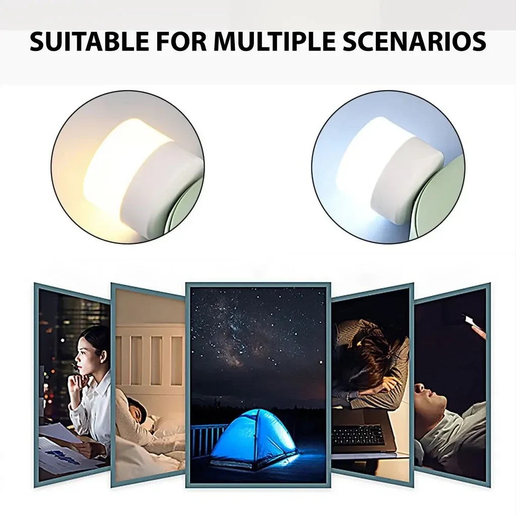 Lampe de lecture LED USB à protection des yeux, mini veilleuse ronde pour ordinateur – Lot de 1, 3 ou 10 pièces 4