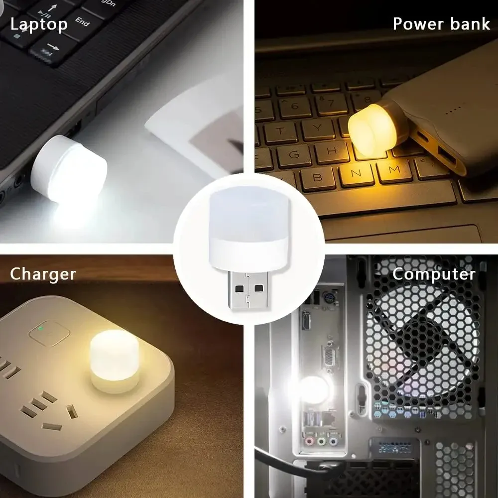 Lampe de lecture LED USB à protection des yeux, mini veilleuse ronde pour ordinateur – Lot de 1, 3 ou 10 pièces 5