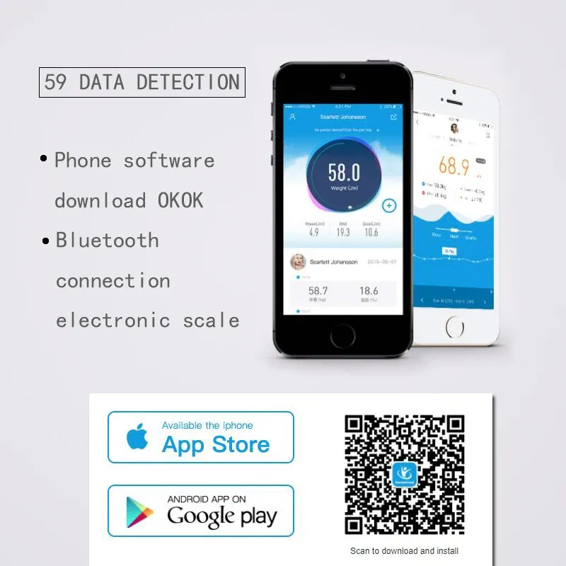 Balance connectée Bluetooth à analyse de composition corporelle avec application smartphone 6