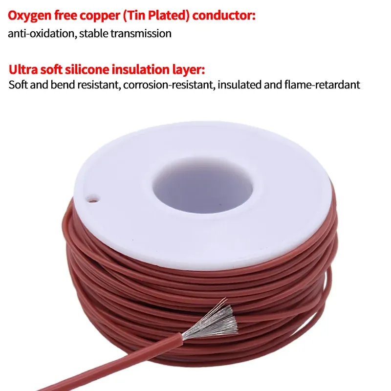 Boîte de fil de cuivre ultra-souple (kit de 5 couleurs), fil électrique en cuivre étamé isolé en silicone flexible et résistant à la chaleur, 30/28/26/24/22/20 AWG 3