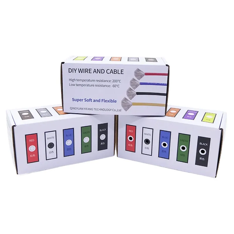 Boîte de fil de cuivre ultra-souple (kit de 5 couleurs), fil électrique en cuivre étamé isolé en silicone flexible et résistant à la chaleur, 30/28/26/24/22/20 AWG 6