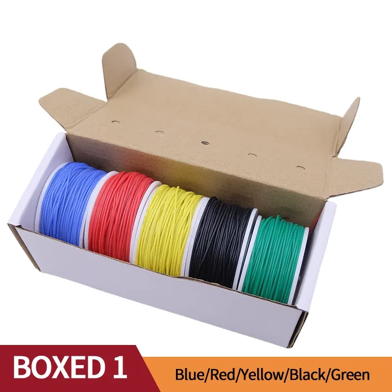 Boîte de fil de cuivre ultra-souple (kit de 5 couleurs), fil électrique en cuivre étamé isolé en silicone flexible et résistant à la chaleur, 30/28/26/24/22/20 AWG 10