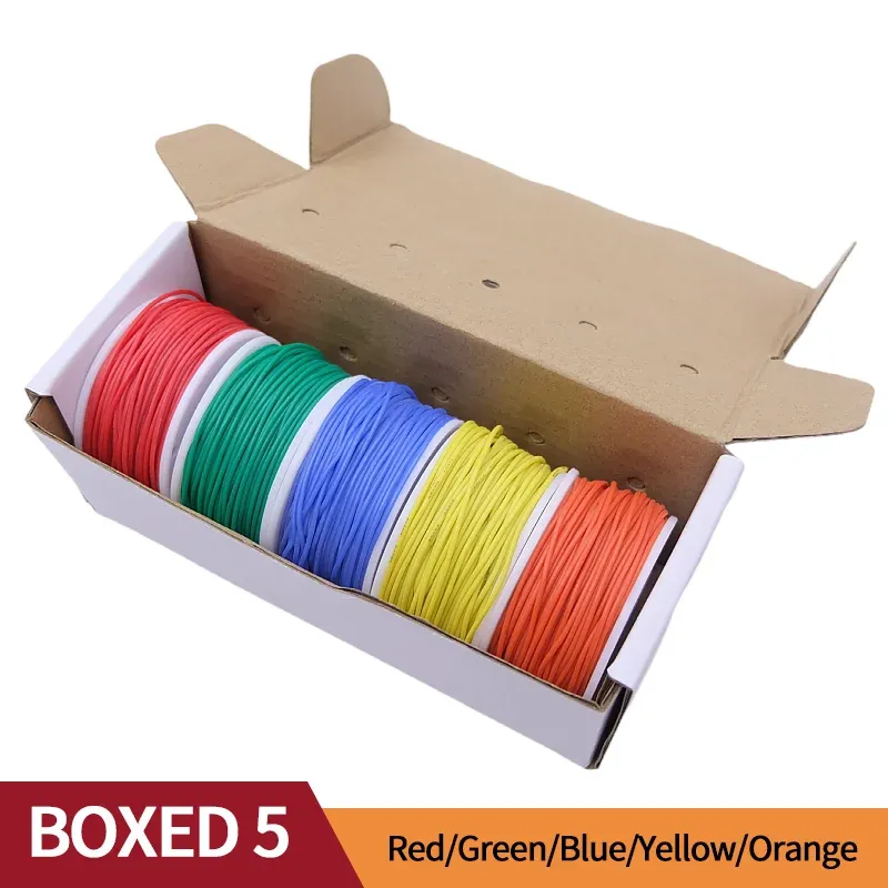 Boîte de fil de cuivre ultra-souple (kit de 5 couleurs), fil électrique en cuivre étamé isolé en silicone flexible et résistant à la chaleur, 30/28/26/24/22/20 AWG 13