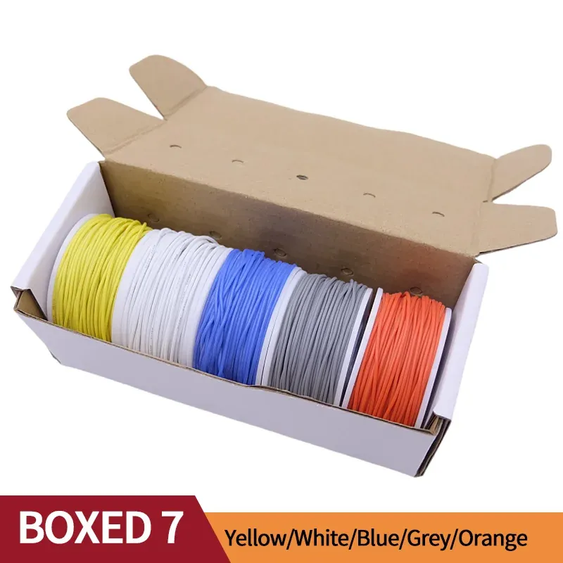 Boîte de fil de cuivre ultra-souple (kit de 5 couleurs), fil électrique en cuivre étamé isolé en silicone flexible et résistant à la chaleur, 30/28/26/24/22/20 AWG 16