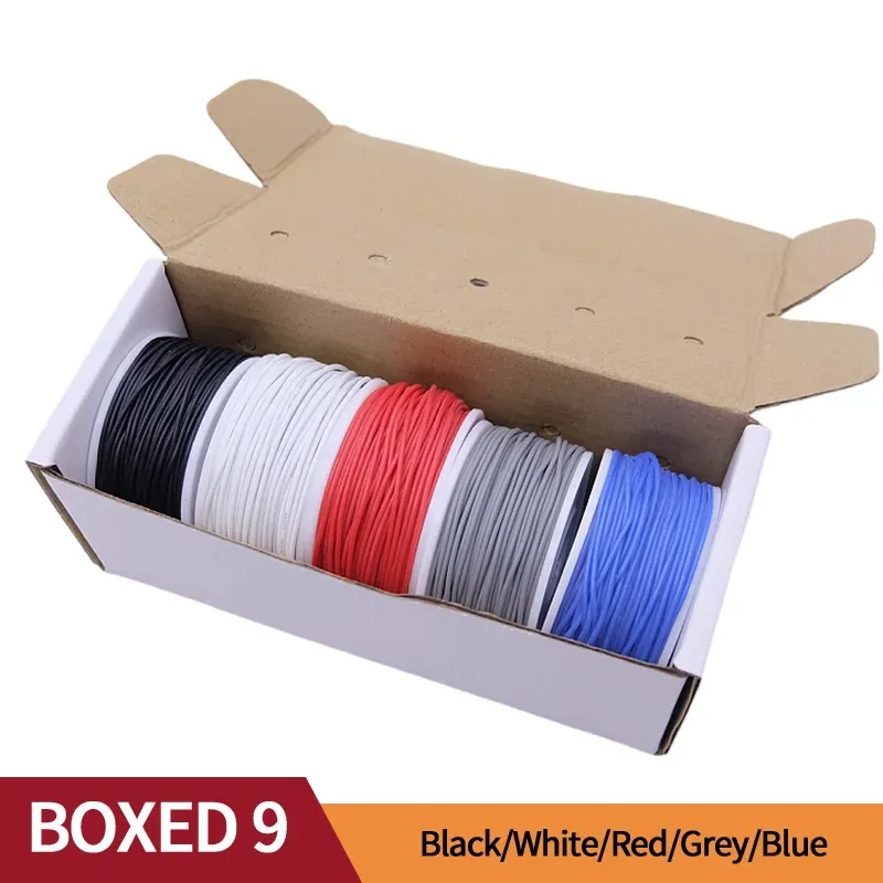 Boîte de fil de cuivre ultra-souple (kit de 5 couleurs), fil électrique en cuivre étamé isolé en silicone flexible et résistant à la chaleur, 30/28/26/24/22/20 AWG 18