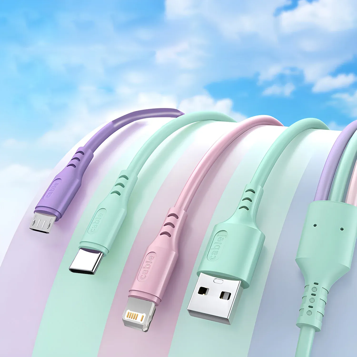 Câble de charge 3 en 1 USB avec connecteurs Lightning, Micro-USB et USB-C, compatible iPhone 12, 13, 14 et Xiaomi 5