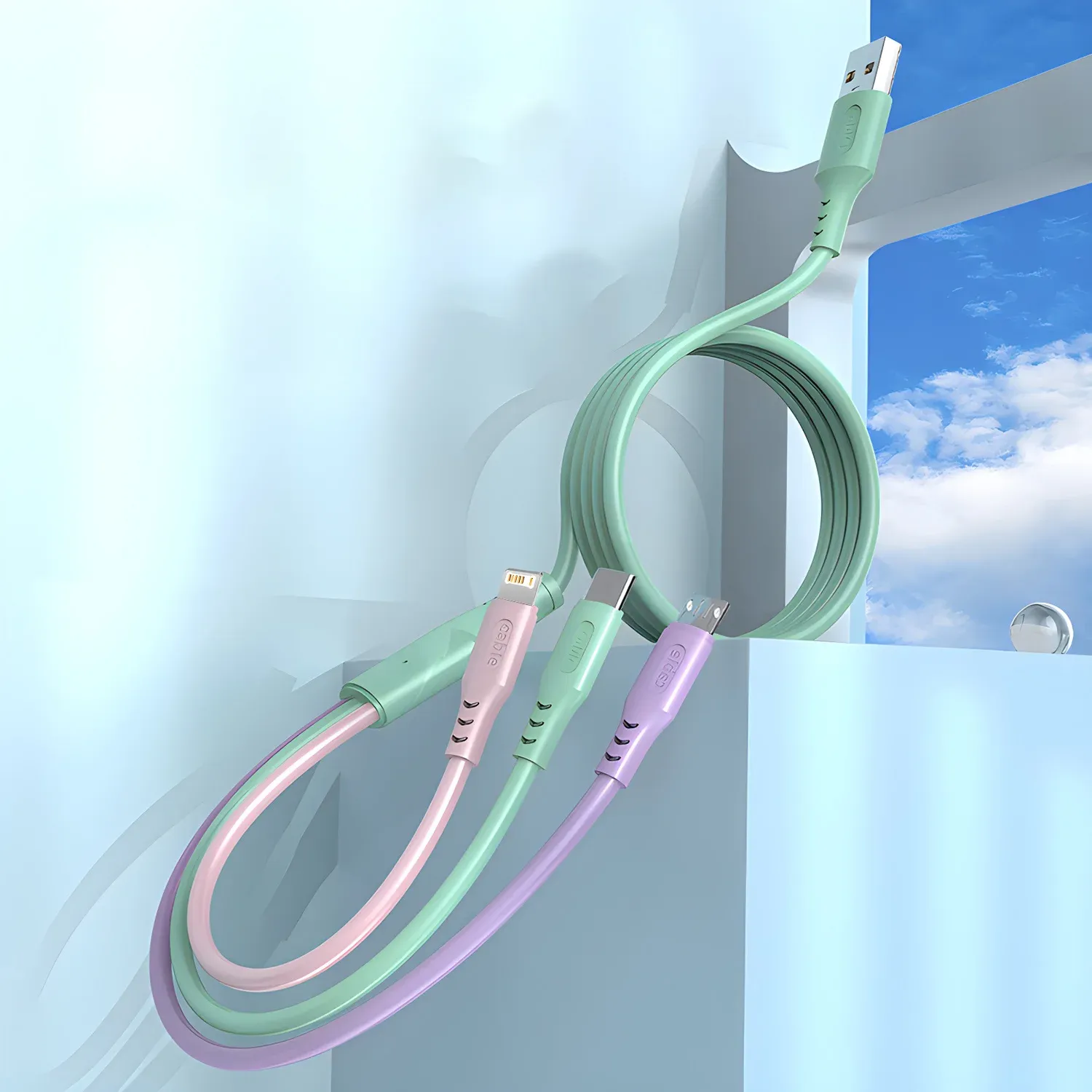Câble de charge 3 en 1, utilisation au quotidien