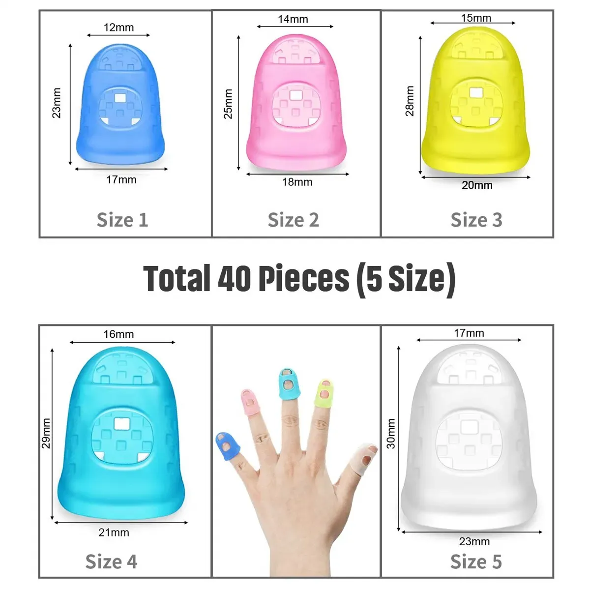 Protège-doigts en silicone – 10 pièces, 5 tailles – Protège-doigts pour guitare 3