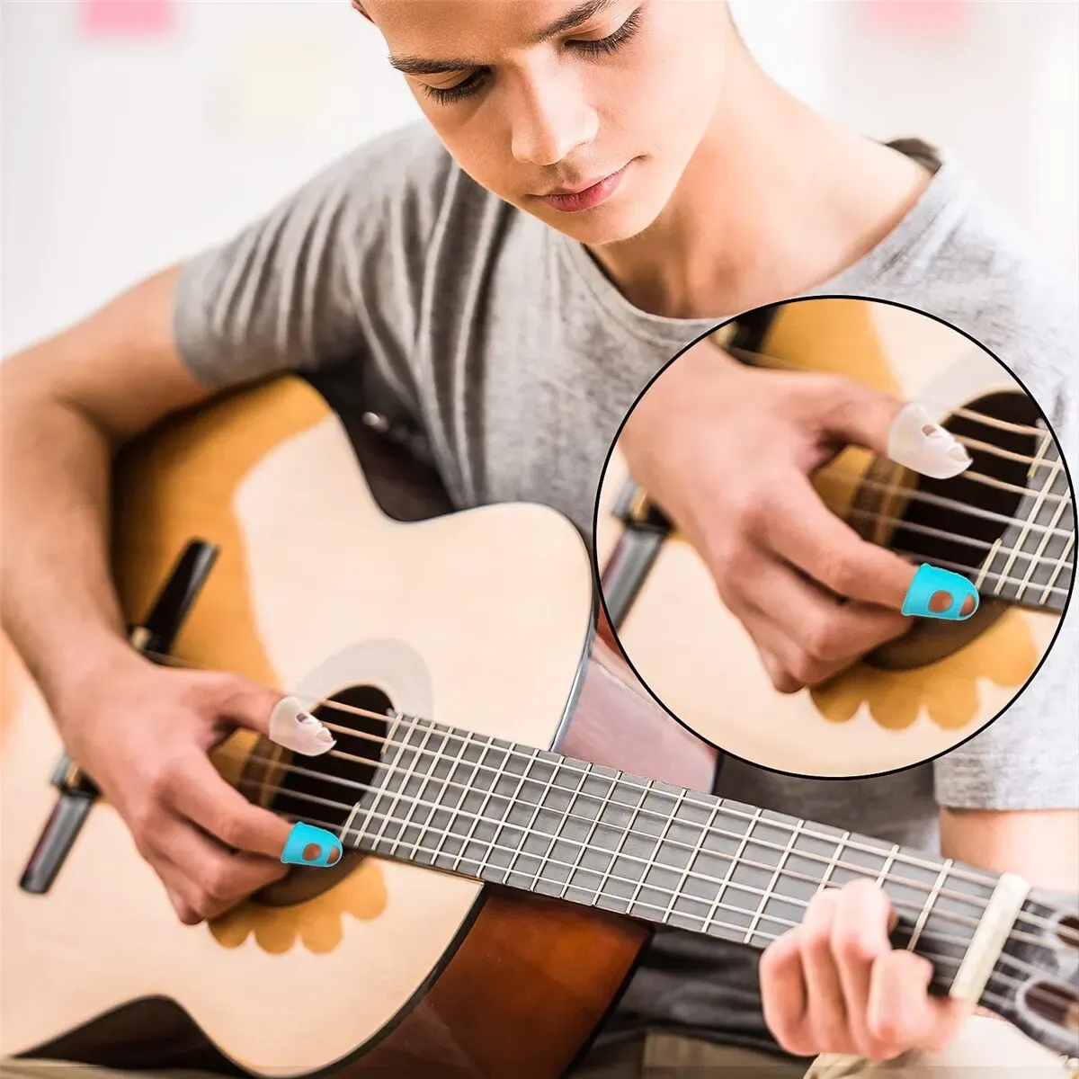 Protège-doigts en silicone – 10 pièces, 5 tailles – Protège-doigts pour guitare 4